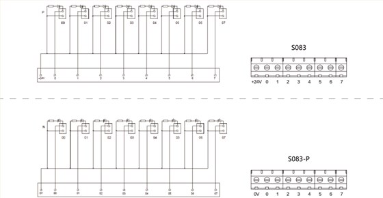8位输出端子台S083-S083-P接线图