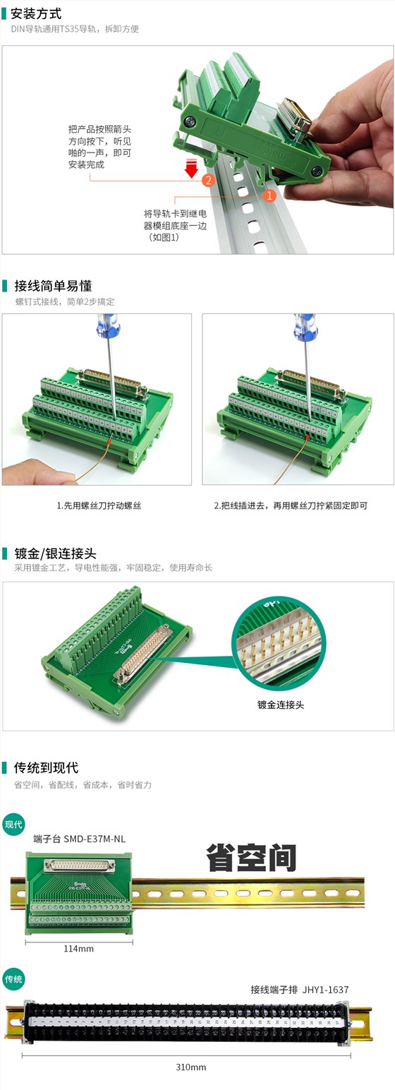 D-SUB针型/孔型接口 端子模组