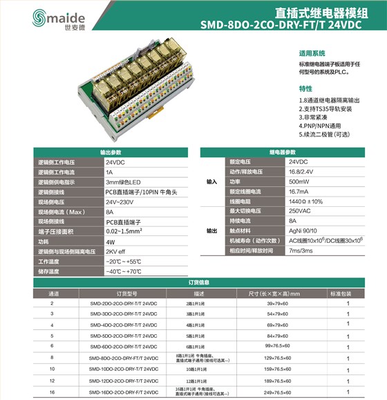 直插式2CO继电器模组