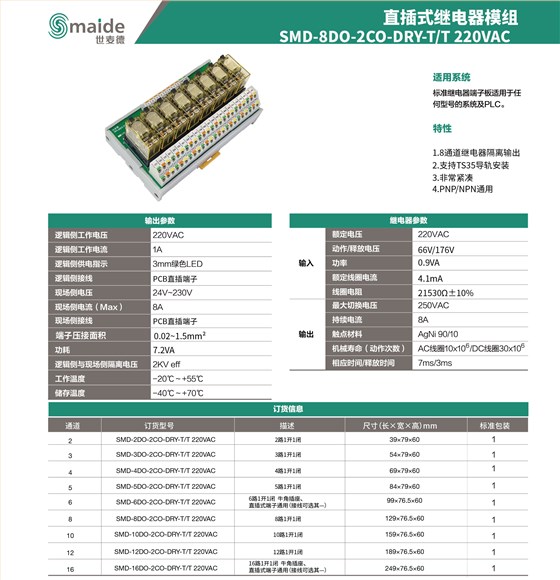 直插式2CO继电器模组