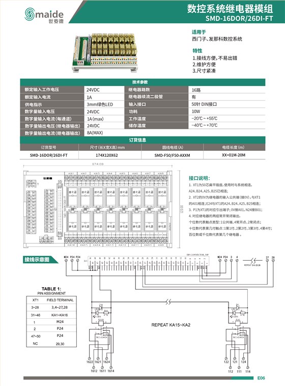 数控系统继电器模组 SMD-16DOR/26DI-FT