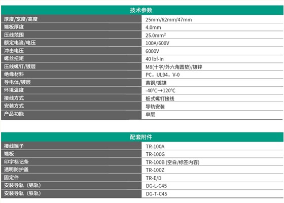 TR系列板式螺钉接线端子 TR-100A