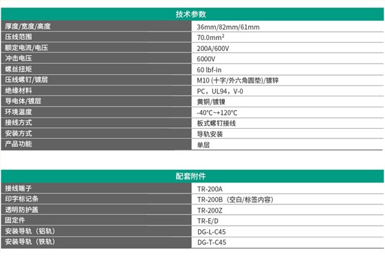 TR系列板式螺钉接线端子 TR-200A