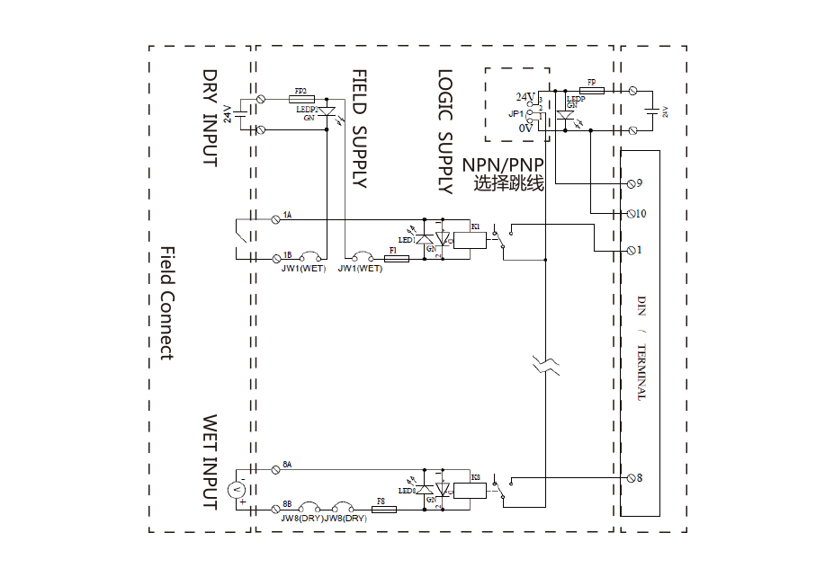 8通道继电器隔离输入SMD-8DI-R-SP